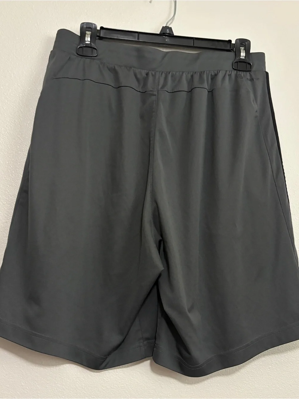 adidas Men's Grey Athletic Shorts with Side Stripe Large Zipper Pockets